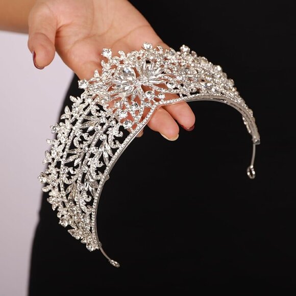 Queen Crown Gold Tiaras Rhinestone Bridal Wedding Headpiece for Women main image 4